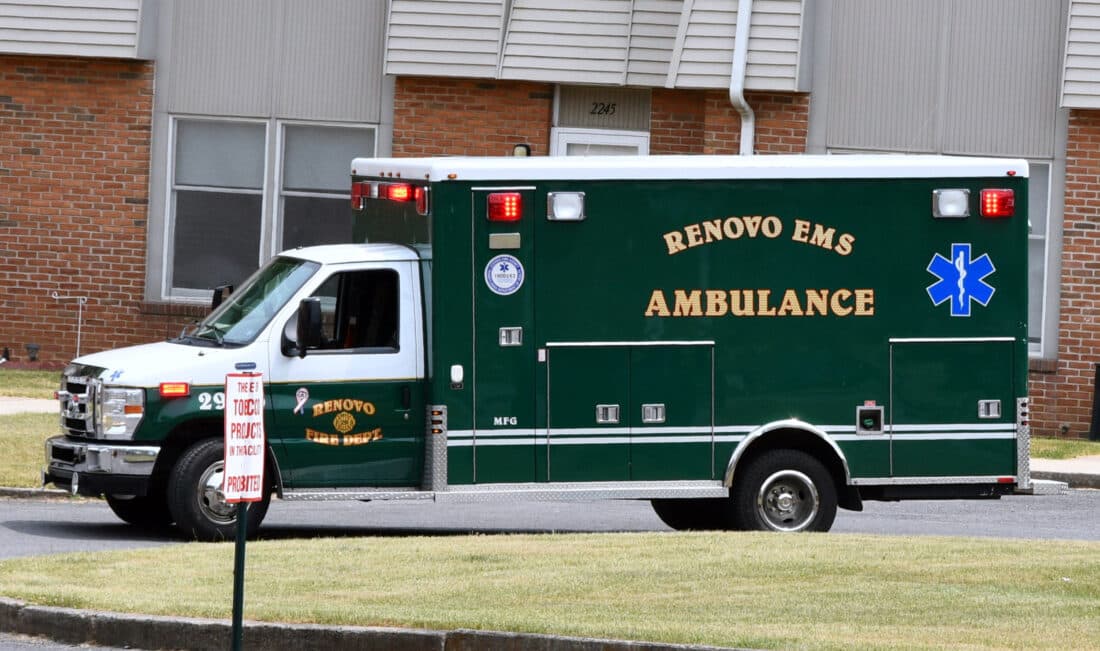 A Renovo Fire Department ambulance in Renovo, PA, photographed when the company began providing Advanced Life Support service in June 2023