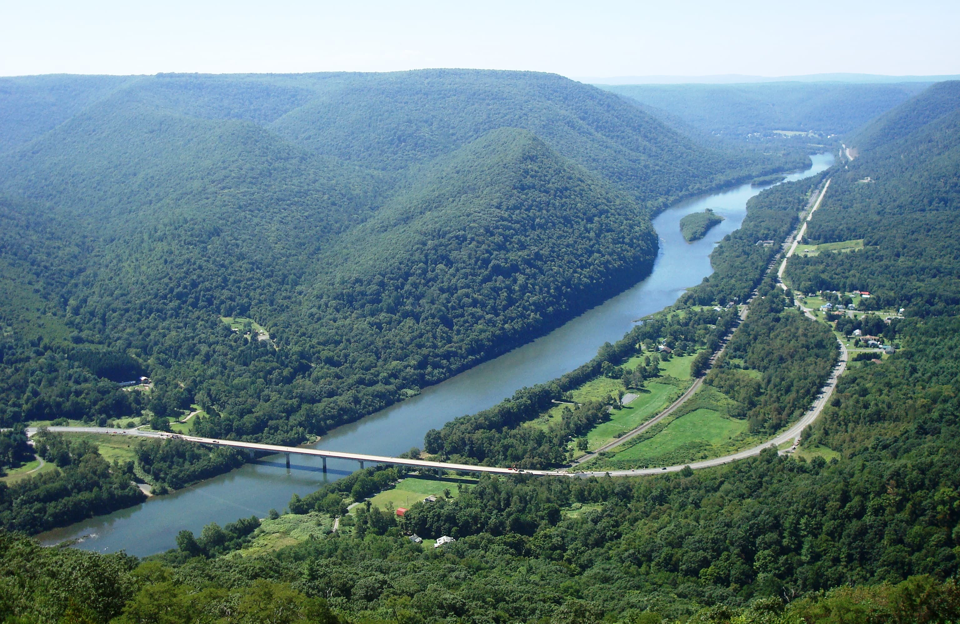The Hyner View overlook of the West Branch Susquehanna River valley in Clinton County, Pennsylvania