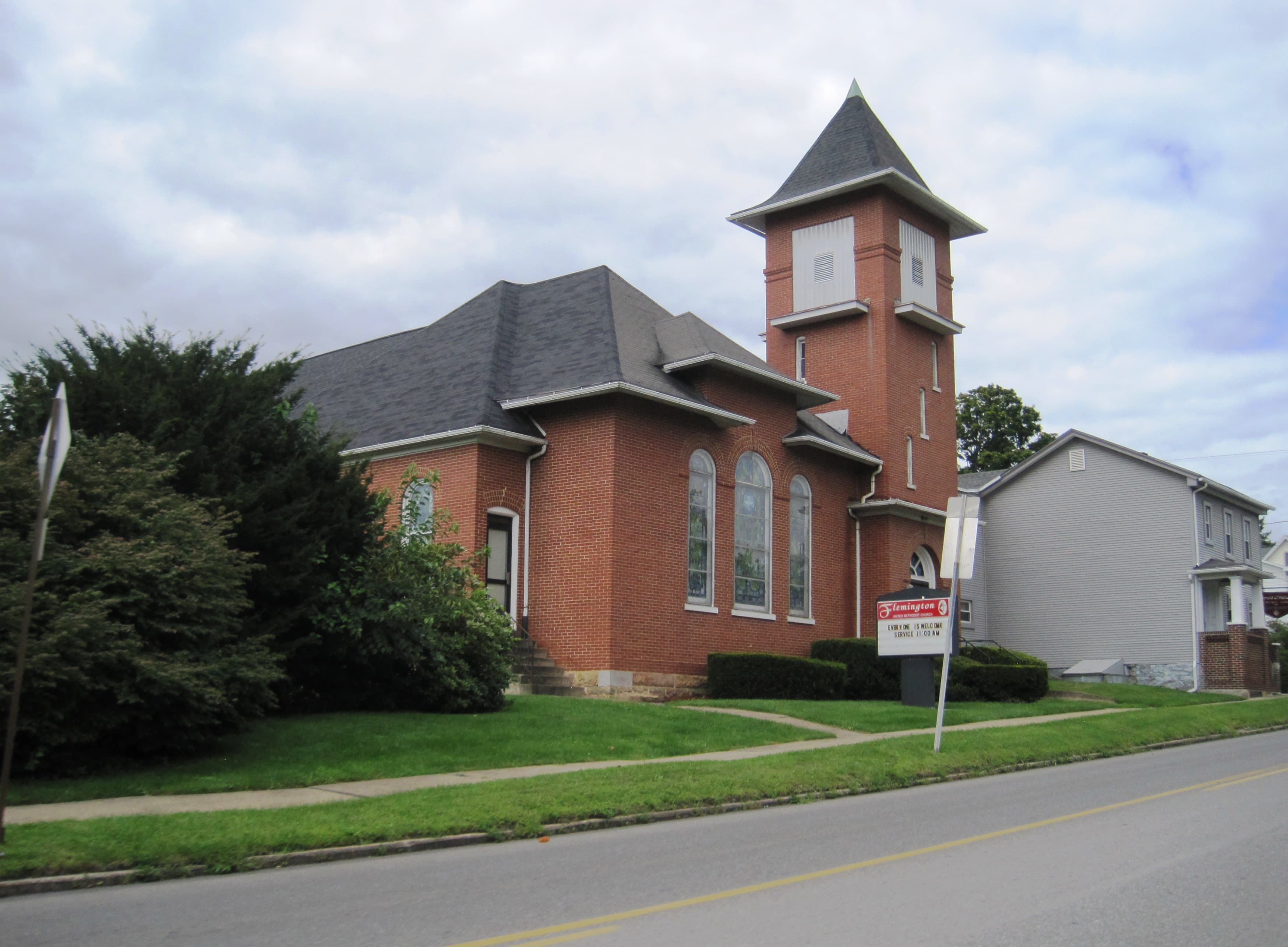 The Flemington United Methodist Church building on High Street in Flemington, Pennsylvania